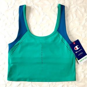 🆕 Champion Womens Crop Tank Top Small Green Blue Moisture Wicking Anti-Odor NWT